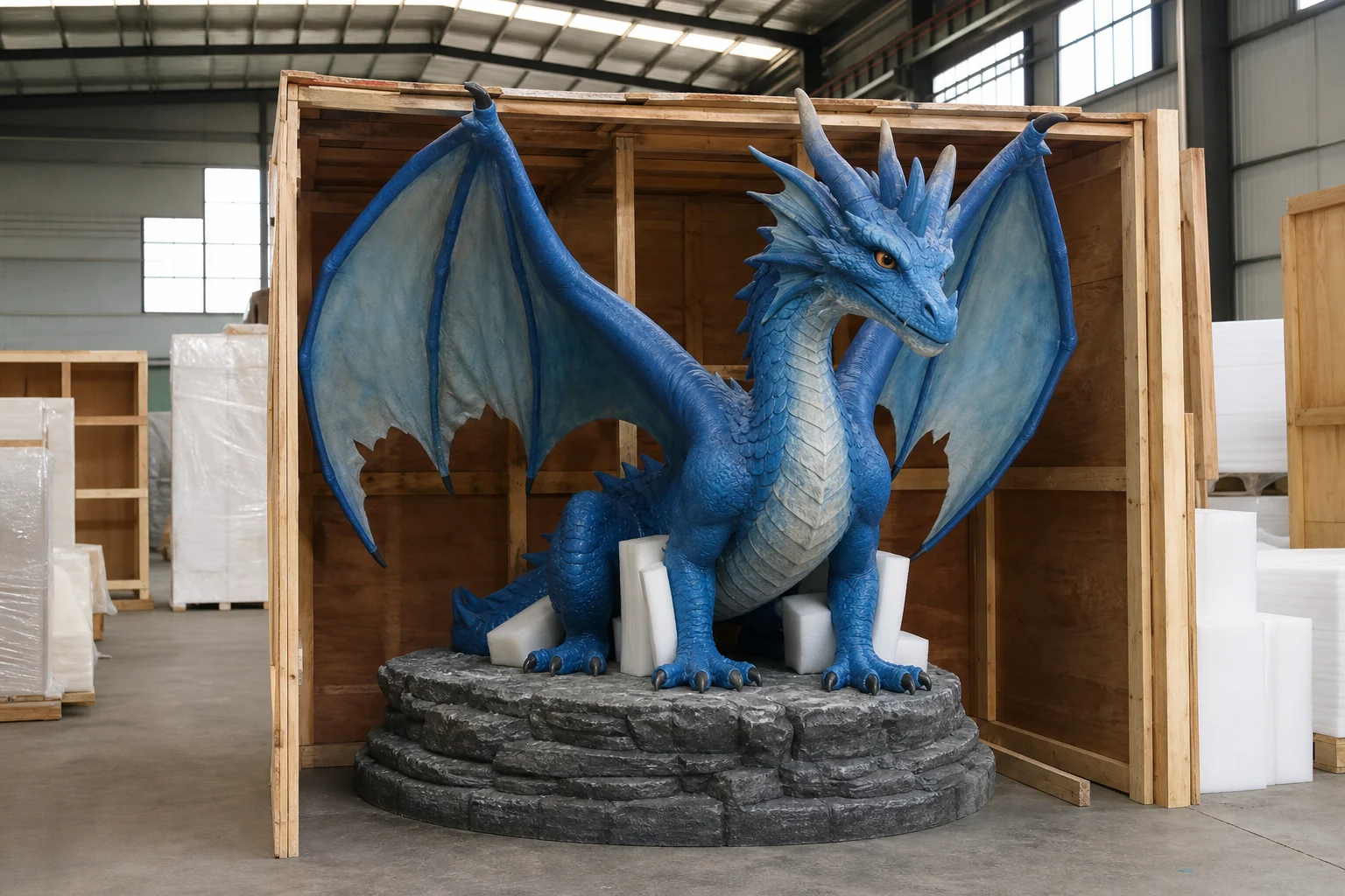 Disney licensed sculpture export packing and installation preparation